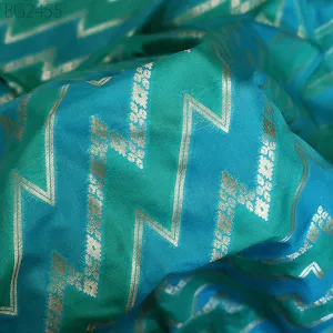 Turquoise Brocade Fabric by the Yard Wedding Dresses Lehenga Skirt Jackets Indian Blended Banarasi Dress Material Sewing Home Décor Crafting