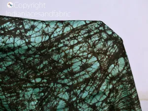 Turquoise Indian Soft Batik Print Pure Silk Fabric By The Yard Wedding Dresses Bridesmaids Costumes Party Dresses Pillows Covers Drapery