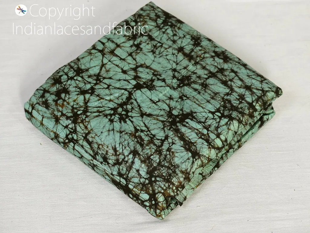 Turquoise Indian Soft Batik Print Pure Silk Fabric By The Yard Wedding Dresses Bridesmaids Costumes Party Dresses Pillows Covers Drapery