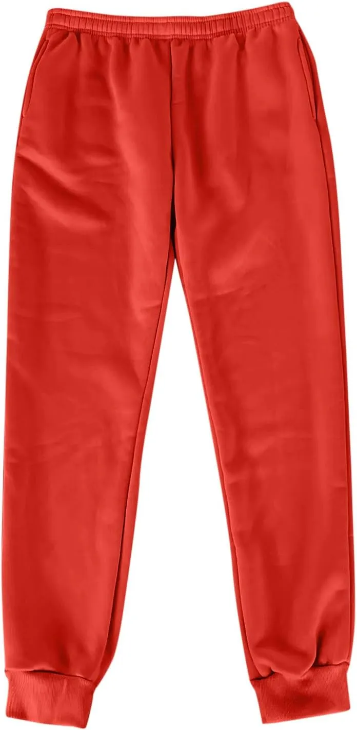 Two-Piece Sweatpants for Women Casual Baggy Stretch High Waisted Jogger Pants Fashionable Solid Straight Leg Pants
