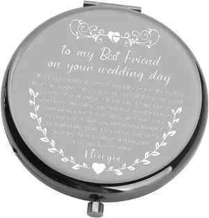 UJIMS to My Best Friend on Your Wedding Day Gifts for Bride Best Friend - Makeup Mirror Wedding Gift (BestFriendtoBrideMirrorBlack)