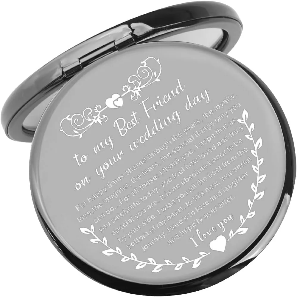 UJIMS to My Best Friend on Your Wedding Day Gifts for Bride Best Friend - Makeup Mirror Wedding Gift (BestFriendtoBrideMirrorBlack)