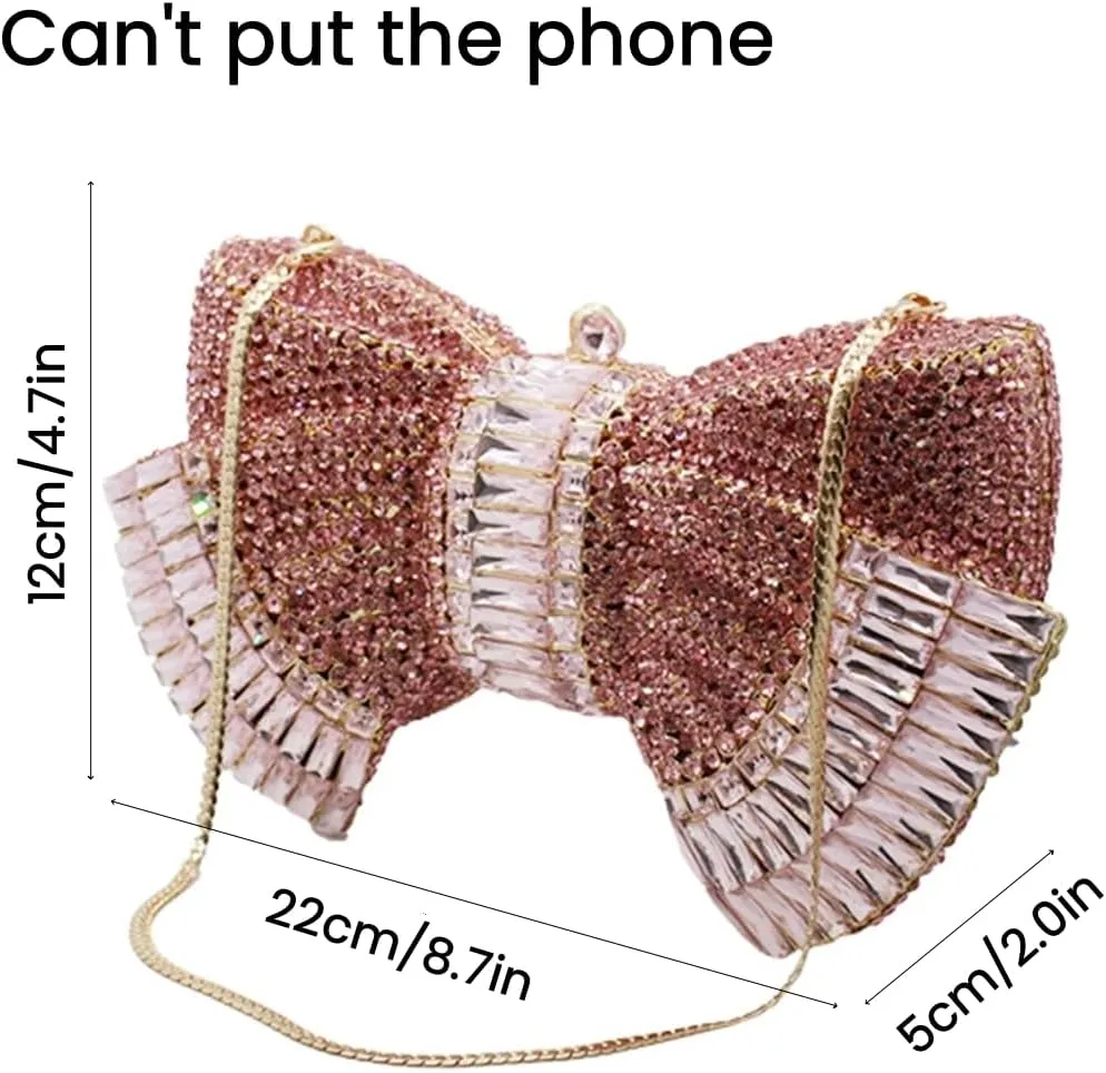 UMREN Women’s Elegant Butterfly Rhinestone Evening Bags Luxury Crystal Clutch Wedding Party Cocktail Handbag Purse