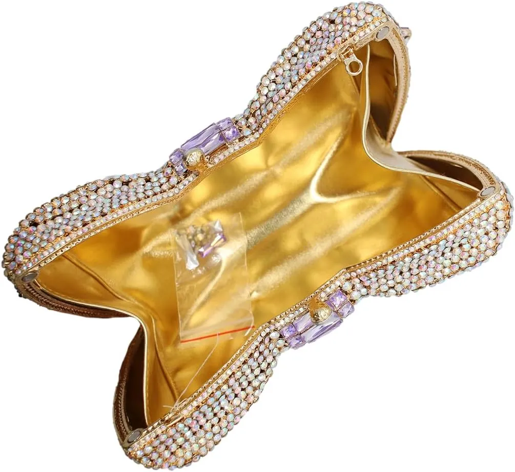 UMREN Women’s Elegant Butterfly Rhinestone Evening Bags Luxury Crystal Clutch Wedding Party Cocktail Handbag Purse