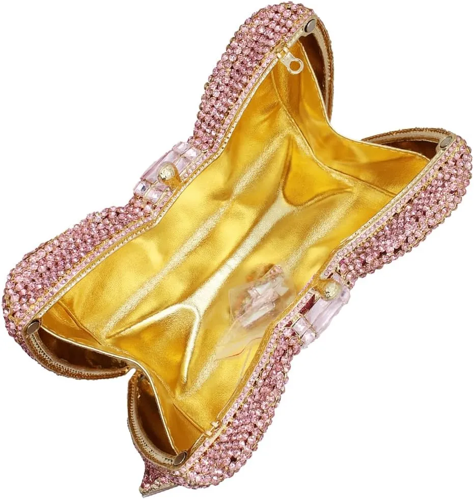 UMREN Women’s Elegant Butterfly Rhinestone Evening Bags Luxury Crystal Clutch Wedding Party Cocktail Handbag Purse