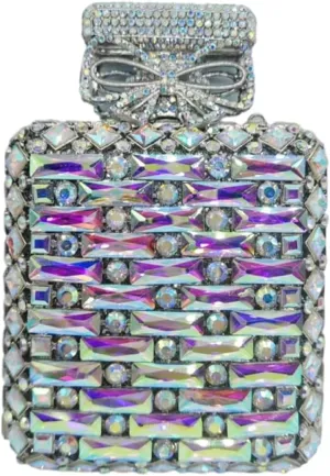 UMREN Women's Perfume Shaped Rhinestone Clutch Purses Sparkly Diamond Box Evening Bag Glitter Party Wedding Handbag