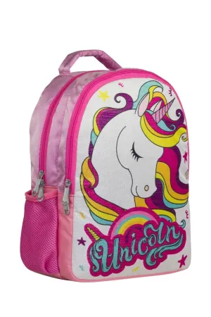 Unicorn Glittery Pink Girls' School Bag And Daily Backpack
