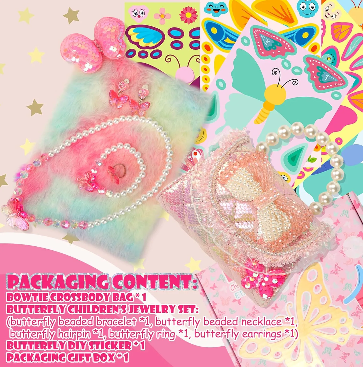 Unicorn Mermaid Purse for Little Girls,Toddler Handbag with Kids Dress up Jewelry Set,Gifts for Birthday Xmas