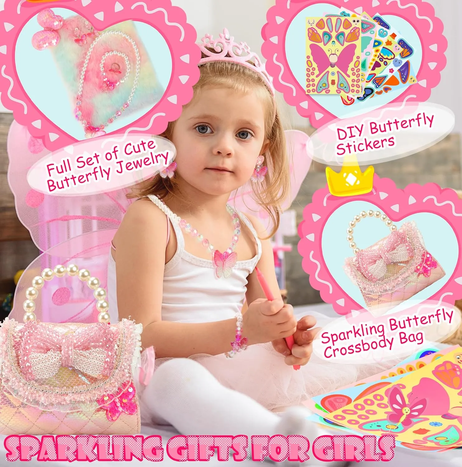 Unicorn Mermaid Purse for Little Girls,Toddler Handbag with Kids Dress up Jewelry Set,Gifts for Birthday Xmas