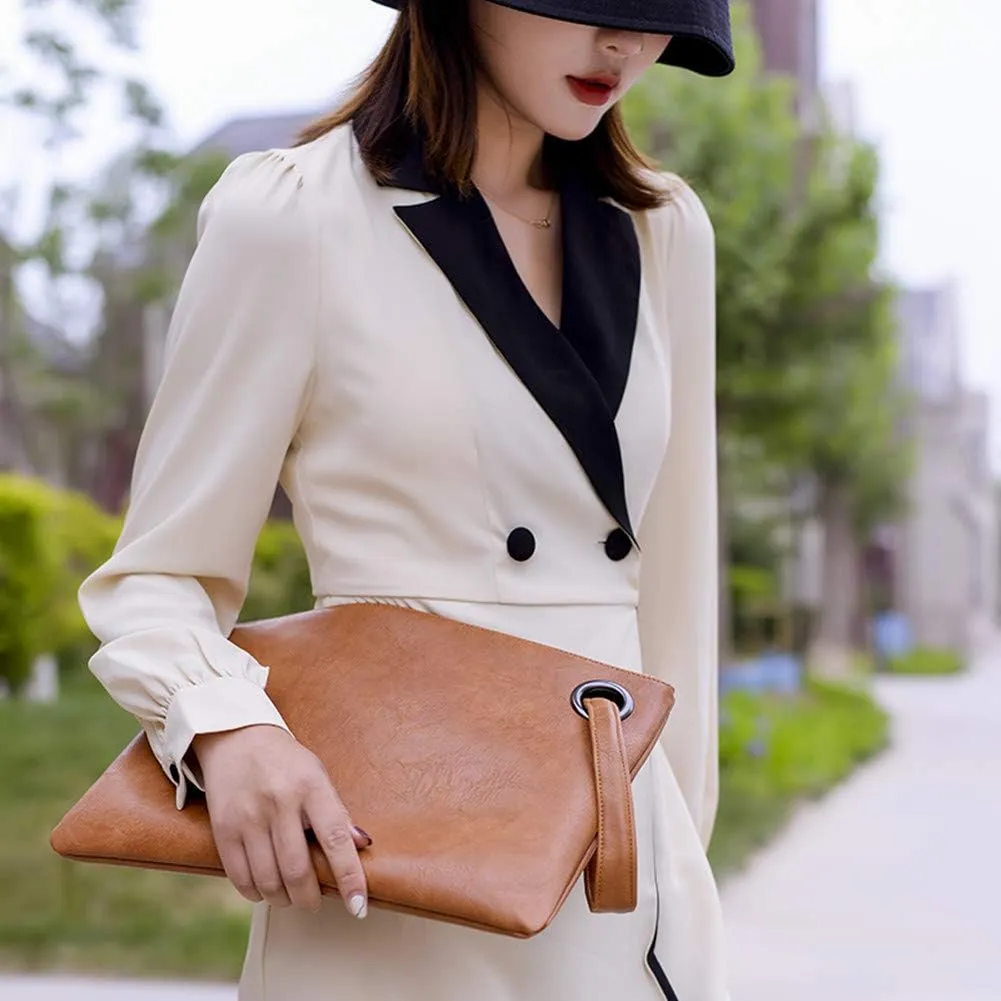 Unique Vegan Women Clutch Bag PU Leather Envelope Clutch Bag Handbag Wristlets for Beach Holiday
