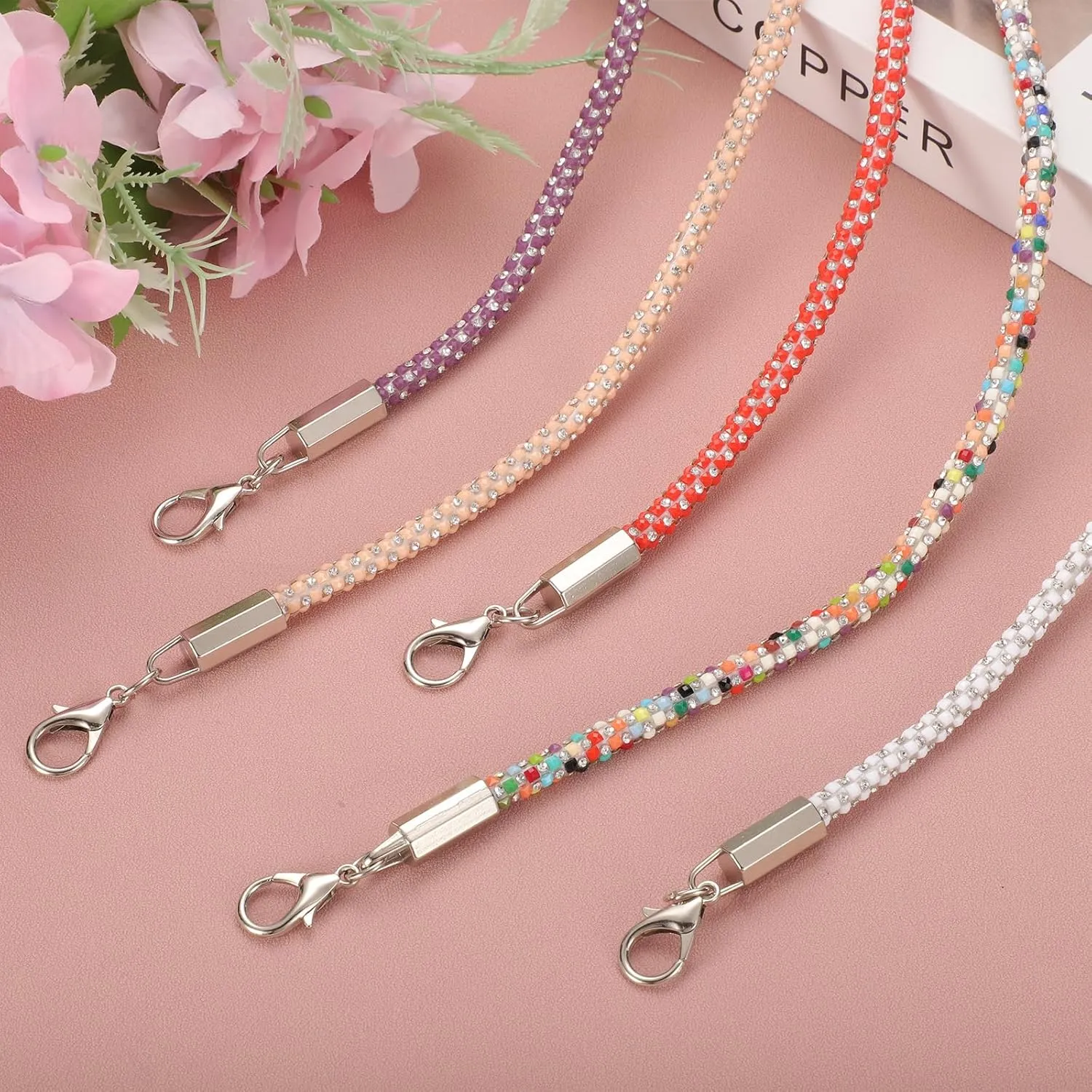 uxcell Phone Crossbody Lanyard, 27.6" Crystal Phone Lanyard Bling Shoulder Strap Phone Bag Handbag Strap Universal Cell Phone Chain for Phone Handbag Wallet, White
