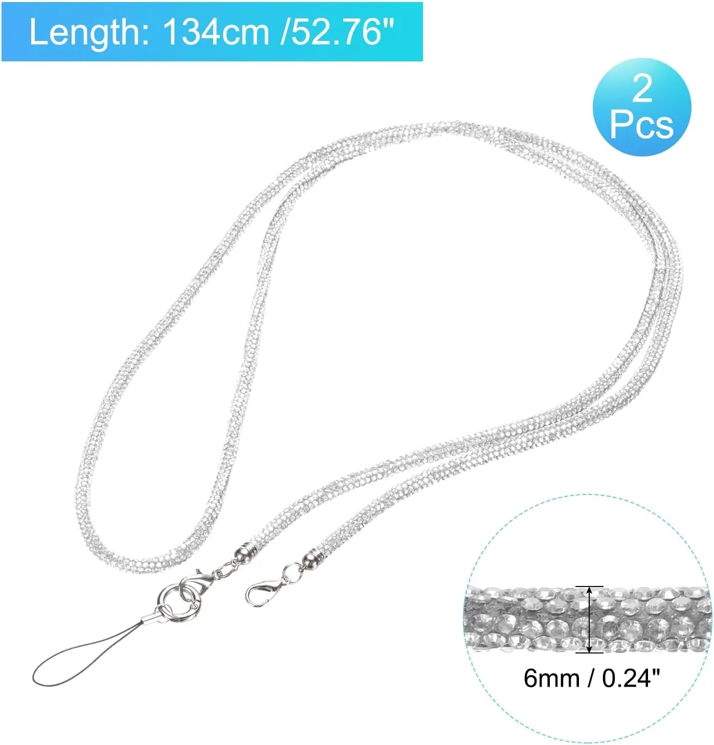 uxcell Rhinestone Purse Straps, Crystal Bag Handle Sparkly Replacement Bag Straps for Phone Bag Underarm Bag Evening Handbag