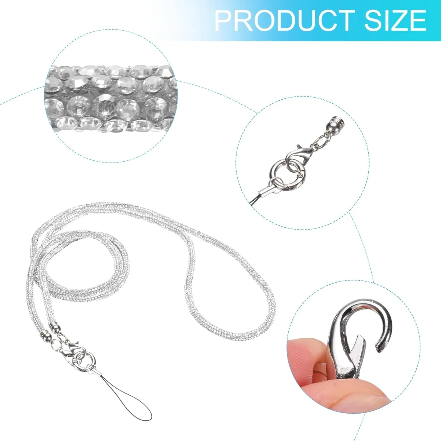 uxcell Rhinestone Purse Straps, Crystal Bag Handle Sparkly Replacement Bag Straps for Phone Bag Underarm Bag Evening Handbag