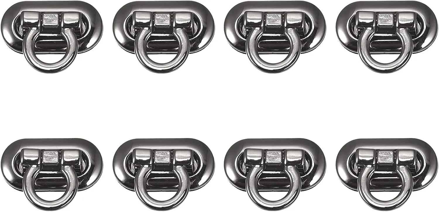 uxcell Turn Lock Clasp, 30mm x 15mm Zinc Alloy Purse Closure Twist Buckle for DIY Handbag Wallet Crafts Making 8Pcs(Dark Gray)