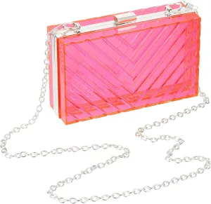 uxcell Women Acrylic Clear Clutch Purses Evening Handbag Crossbody Bag with Chain for Wedding Prom Party, Pink/Silver