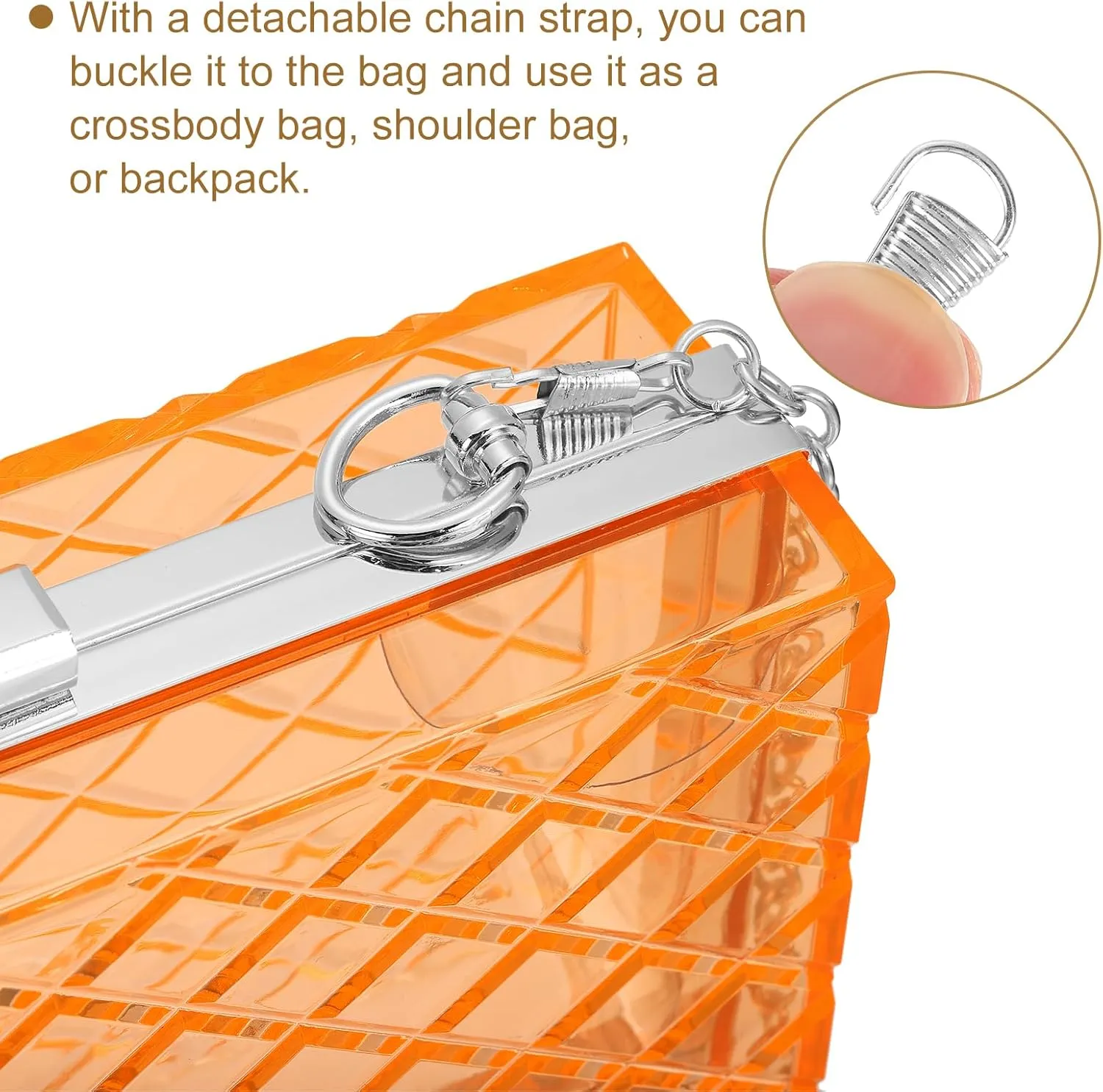 uxcell Women Acrylic Clear Clutch Purses Lattice Evening Handbag Crossbody Bag with Chain for Wedding Prom Party