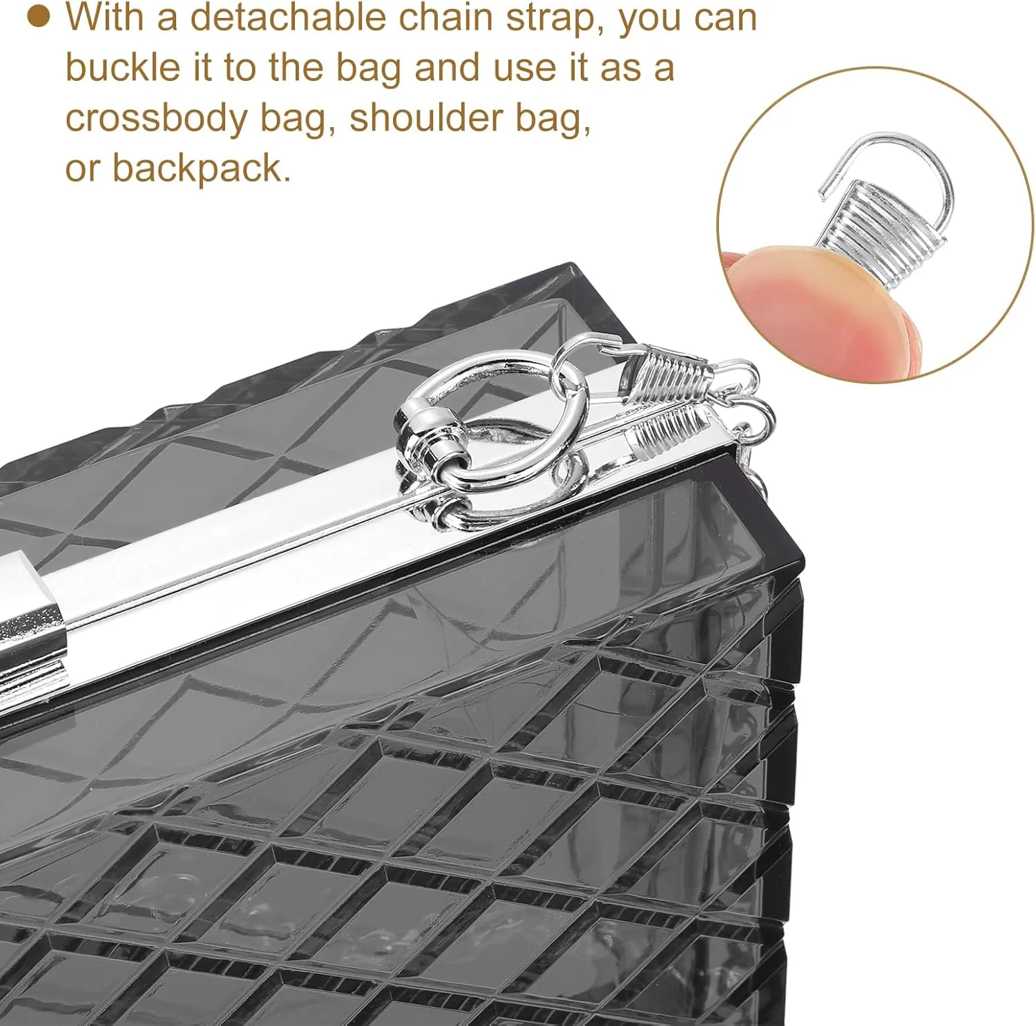 uxcell Women Acrylic Clear Clutch Purses Lattice Evening Handbag Crossbody Bag with Chain for Wedding Prom Party