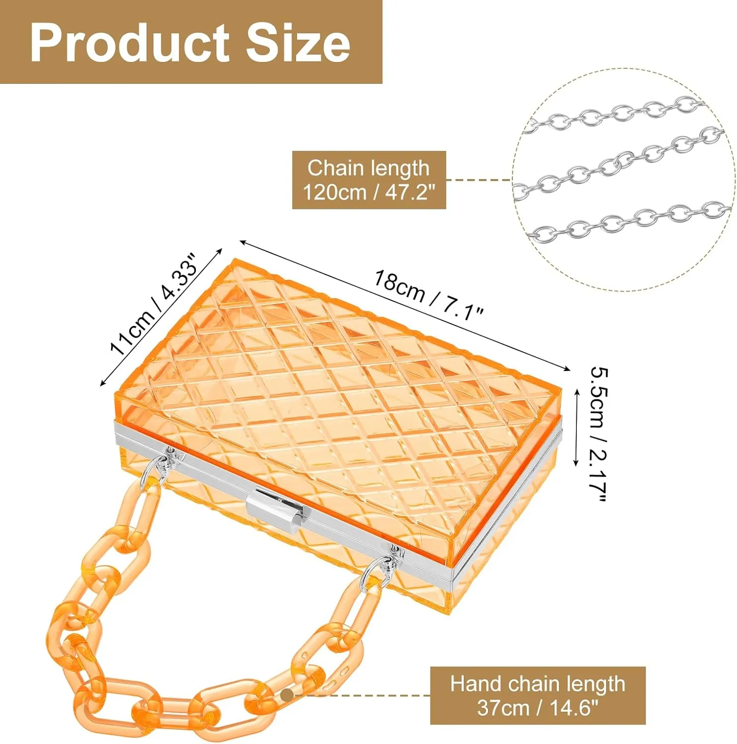 uxcell Women Acrylic Clear Clutch Purses Lattice Evening Handbag Crossbody Bag with Chain for Wedding Prom Party