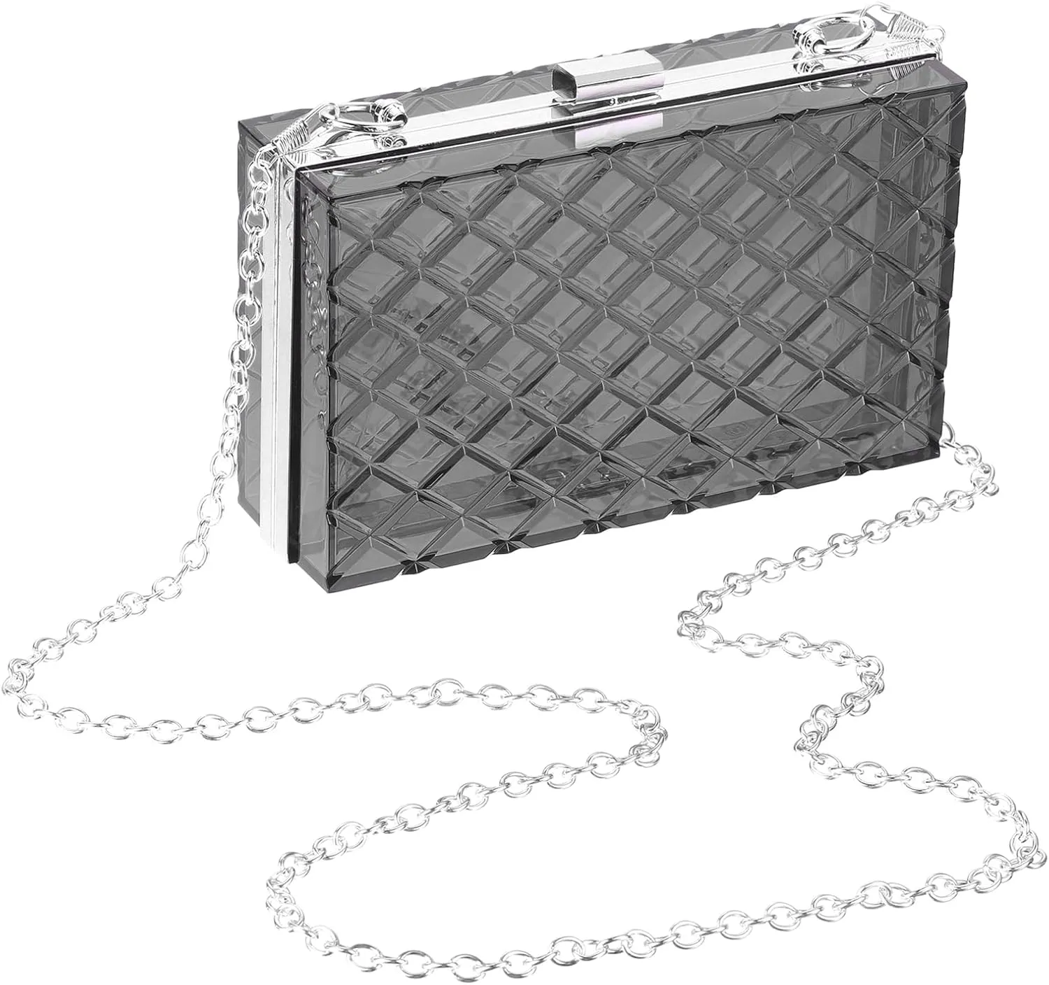 uxcell Women Acrylic Clear Clutch Purses Lattice Evening Handbag Crossbody Bag with Chain for Wedding Prom Party