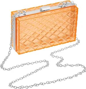 uxcell Women Acrylic Clear Clutch Purses Lattice Evening Handbag Crossbody Bag with Chain for Wedding Prom Party