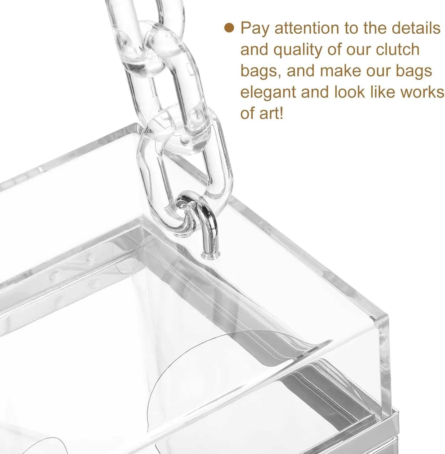 uxcell Women Acrylic Clear Clutch Purses Square Evening Handbag Box Purse for Wedding Prom Party, Transparent/Silver