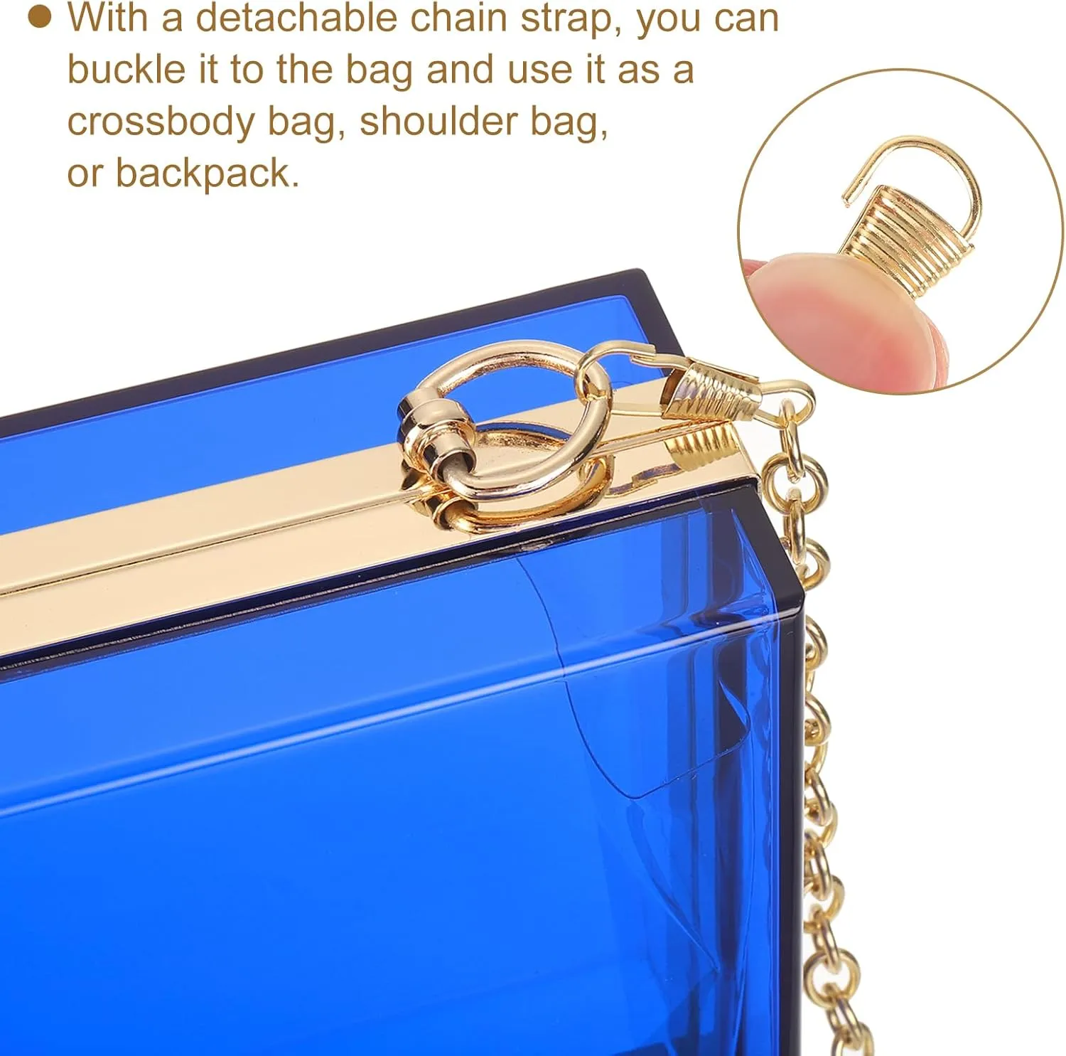 uxcell Women Acrylic Clear Clutch Purses Square Evening Handbag Crossbody Bag with Chain for Wedding Prom Party