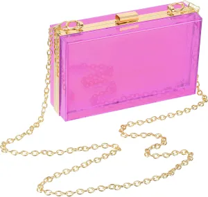 uxcell Women Acrylic Clear Clutch Purses Square Evening Handbag Crossbody Bag with Chain for Wedding Prom Party
