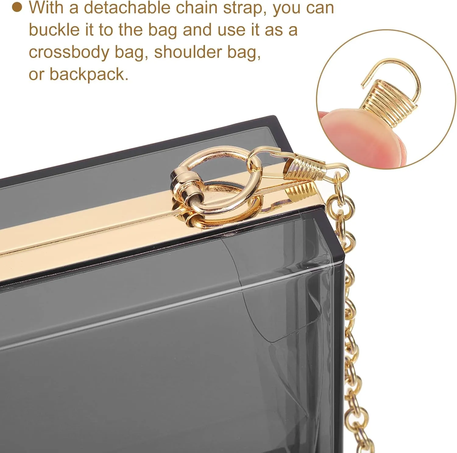 uxcell Women Acrylic Clear Clutch Purses Square Evening Handbag Crossbody Bag with Chain for Wedding Prom Party