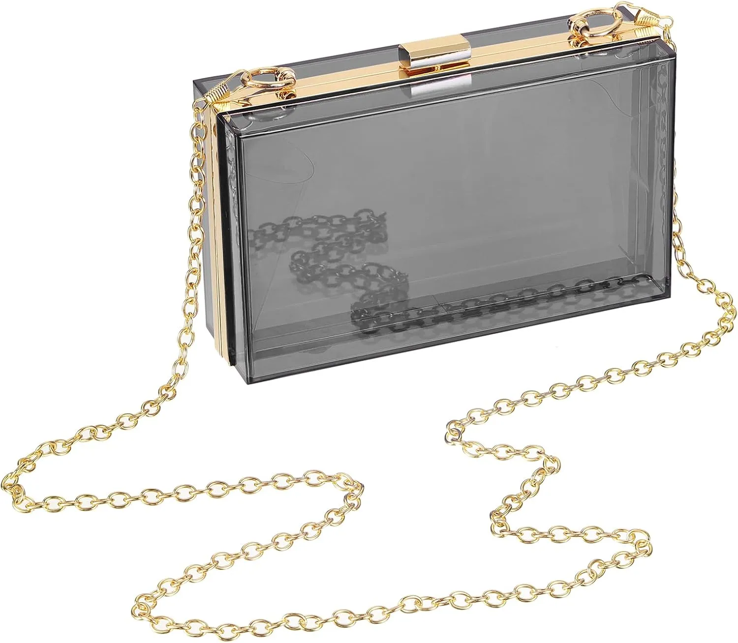 uxcell Women Acrylic Clear Clutch Purses Square Evening Handbag Crossbody Bag with Chain for Wedding Prom Party