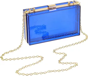 uxcell Women Acrylic Clear Clutch Purses Square Evening Handbag Crossbody Bag with Chain for Wedding Prom Party