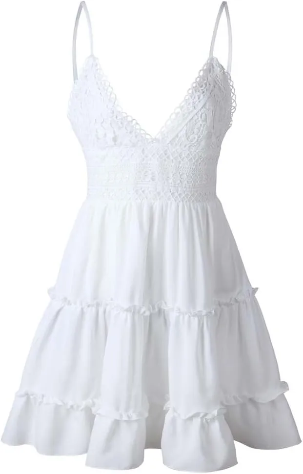 Vacation Beach Backless Color Block Sundresses for Women Summer Lace Date Night Sexy Summer Sun Dresses 2025 Bow Cute