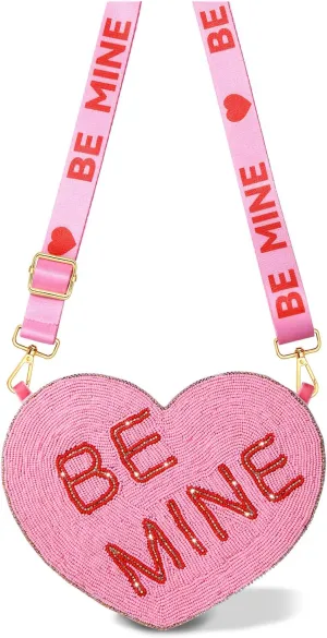 Valentine’s Day Heart Purse for Women Girls Red Pink Beaded Heart Crossbody Bag LOVE XOXO Heart Shoulder Bag Gifts