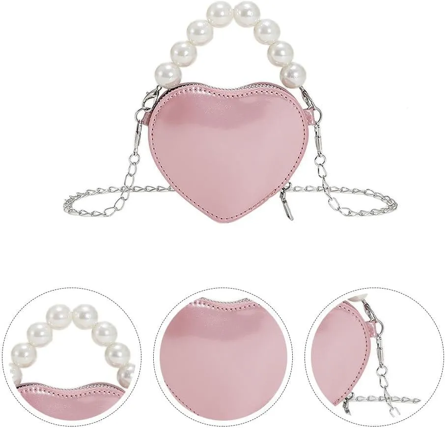 VALICLUD Love Bag Pearl Purses Trendy Crossbody Bag for Women Heart Purse Small