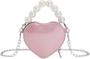 VALICLUD Love Bag Pearl Purses Trendy Crossbody Bag for Women Heart Purse Small