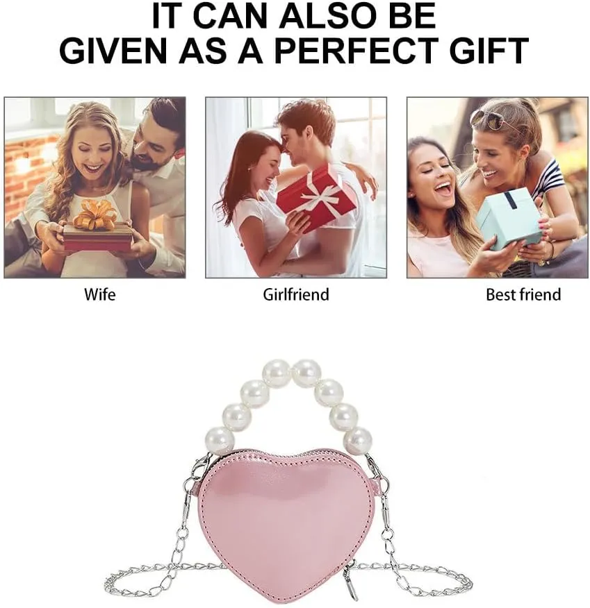 VALICLUD Love Bag Pearl Purses Trendy Crossbody Bag for Women Heart Purse Small