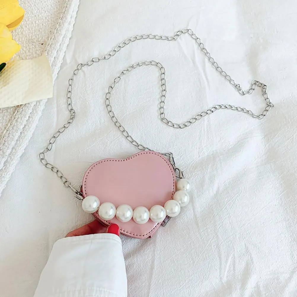 VALICLUD Love Bag Pearl Purses Trendy Crossbody Bag for Women Heart Purse Small