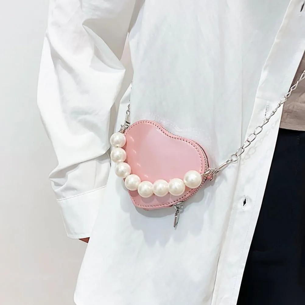 VALICLUD Love Bag Pearl Purses Trendy Crossbody Bag for Women Heart Purse Small