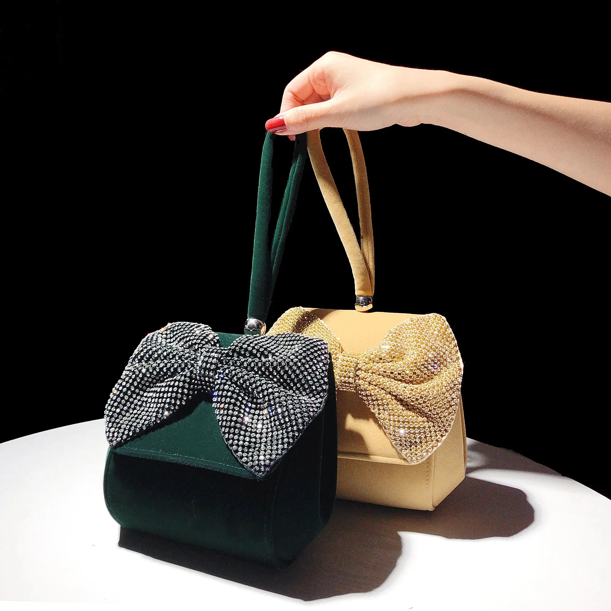Velvet Bow Knot Hand Purse