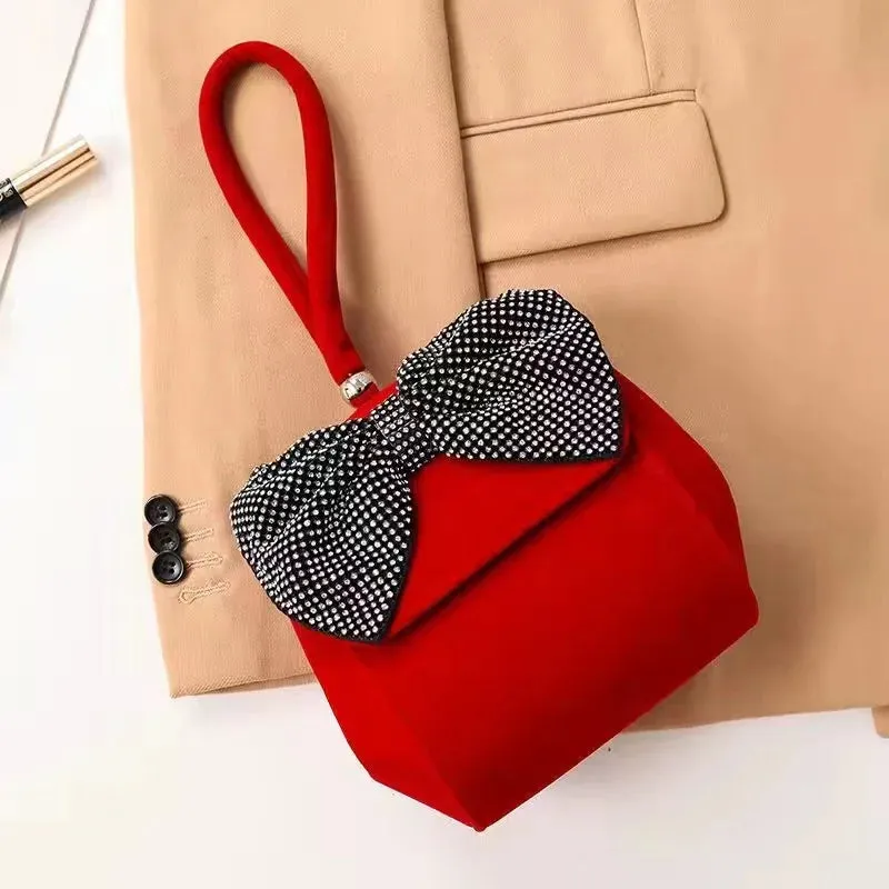 Velvet Bow Knot Hand Purse