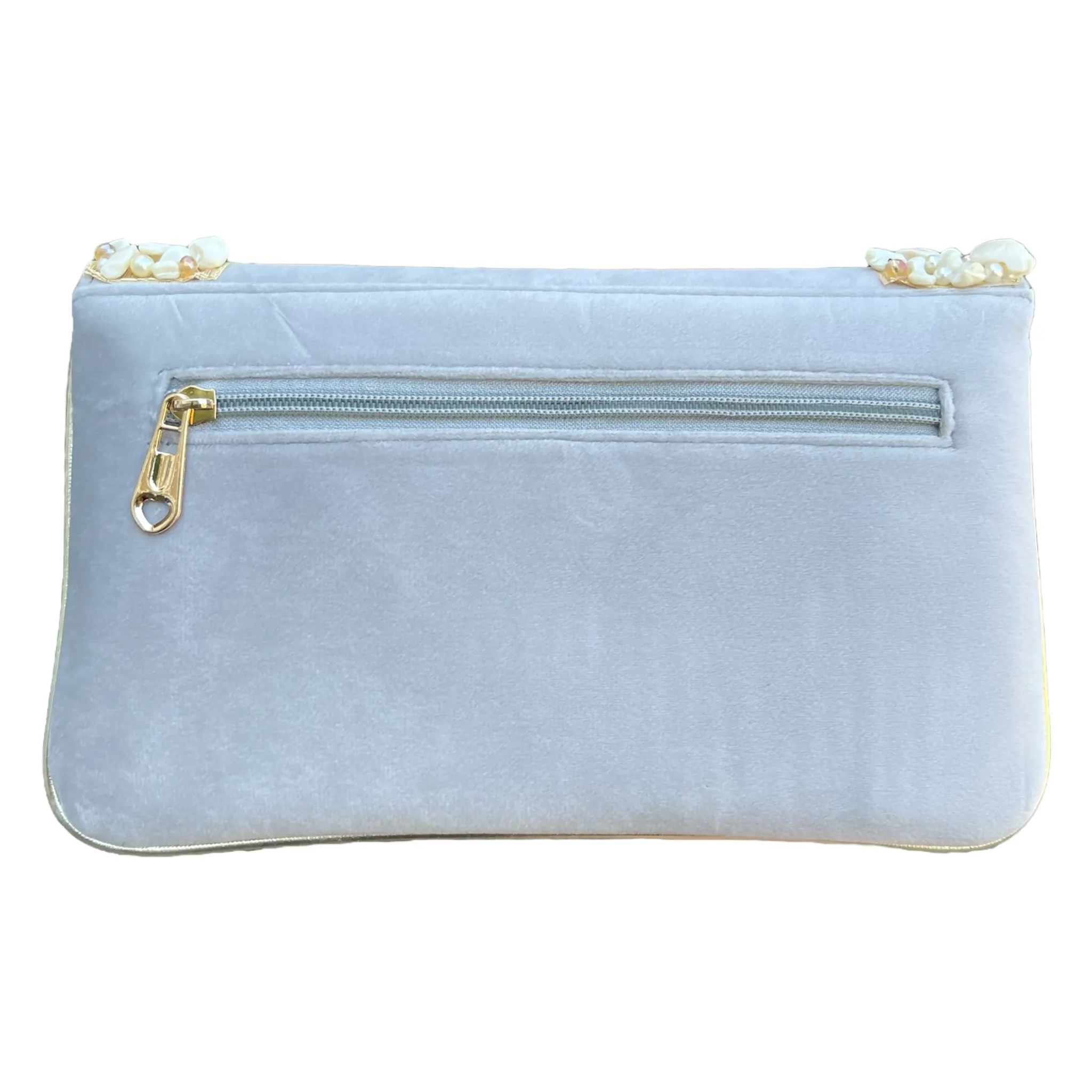 Velvet Hand Bag Purse Clutch With Baroque Pearls #HB1