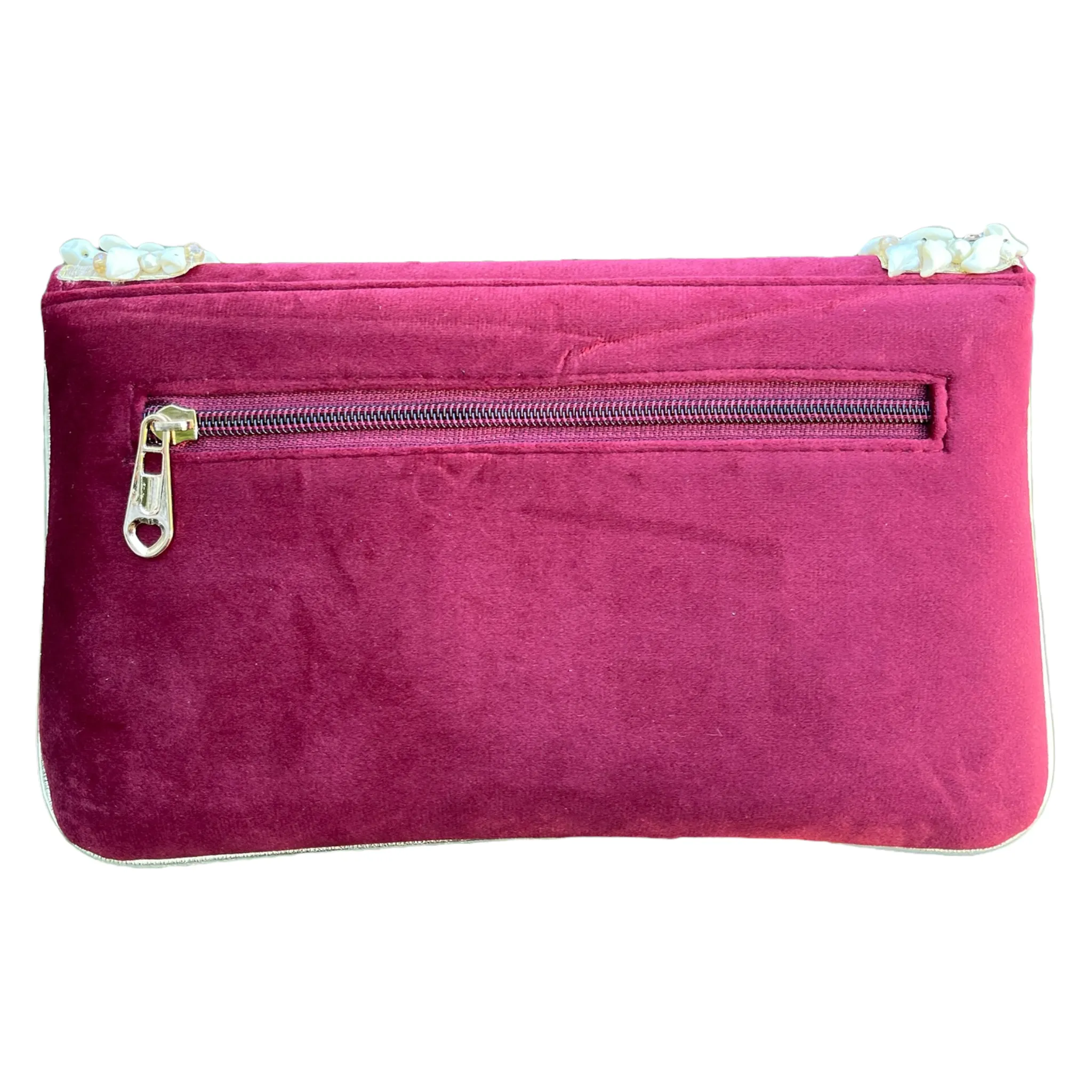 Velvet Hand Bag Purse Clutch With Baroque Pearls #HB1