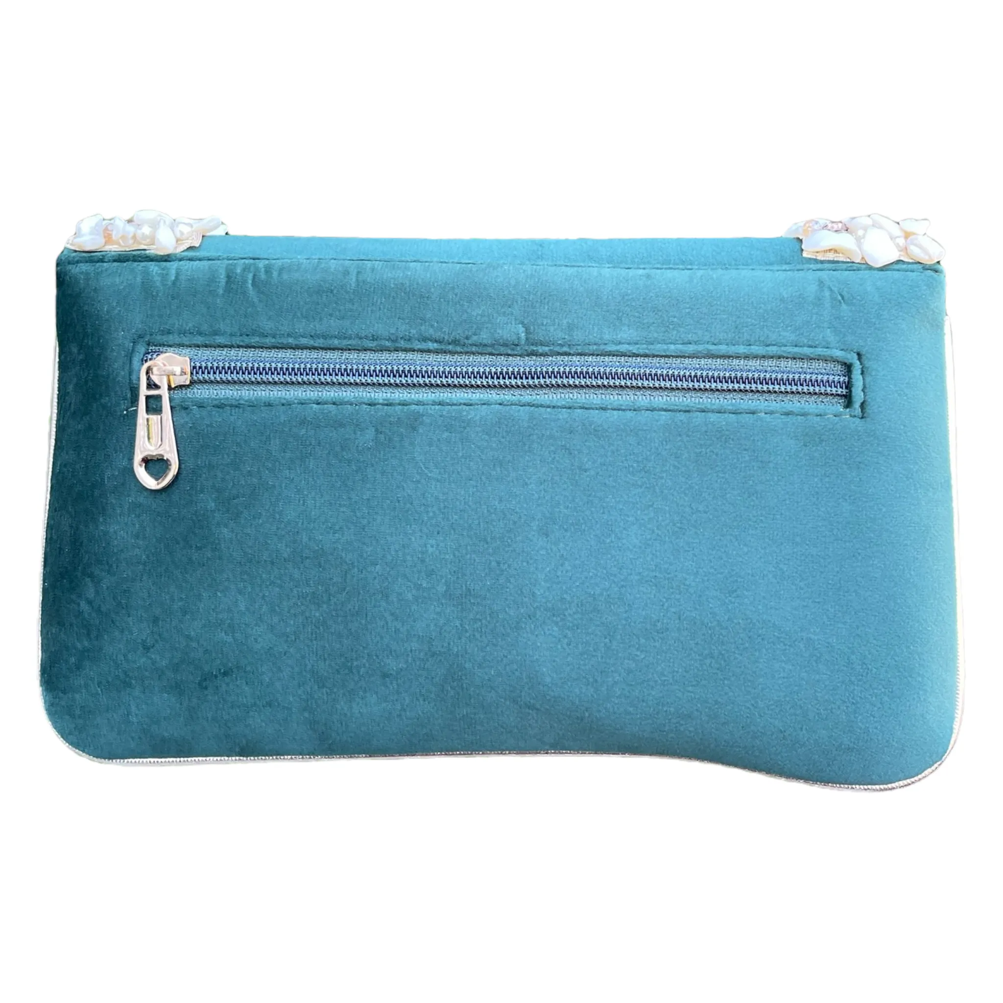 Velvet Hand Bag Purse Clutch With Baroque Pearls #HB1