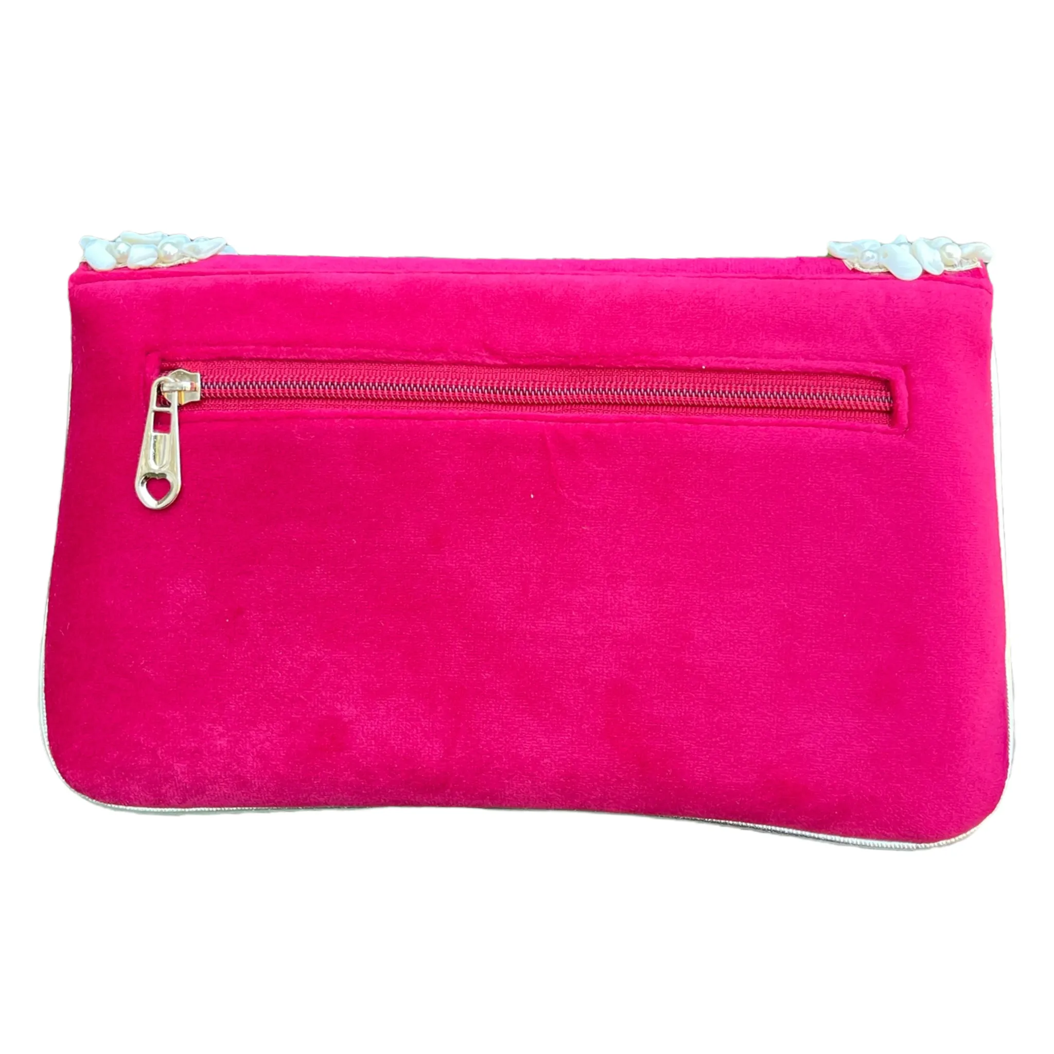 Velvet Hand Bag Purse Clutch With Baroque Pearls #HB1