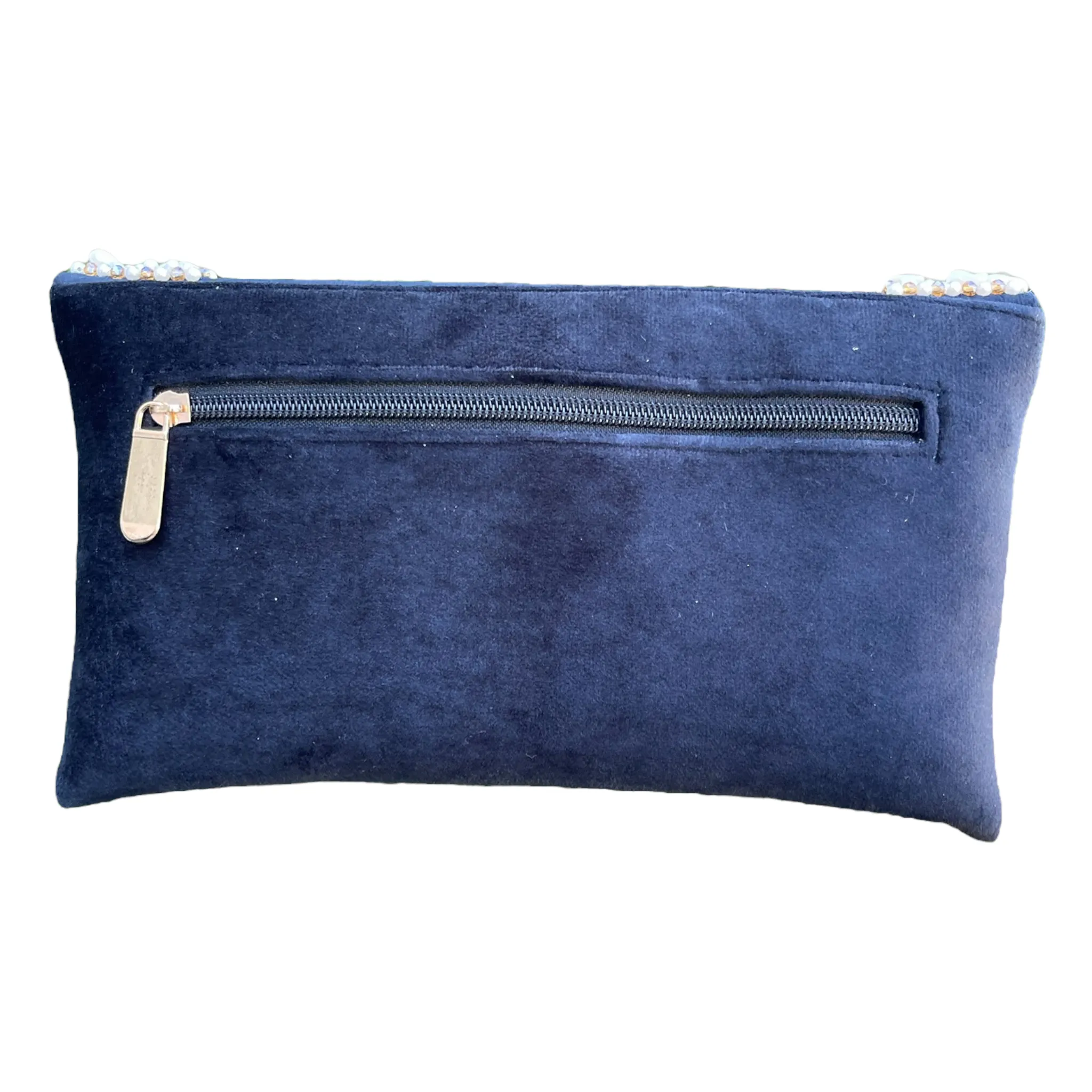 Velvet Hand Bag Purse Clutch With Baroque Pearls #HB1