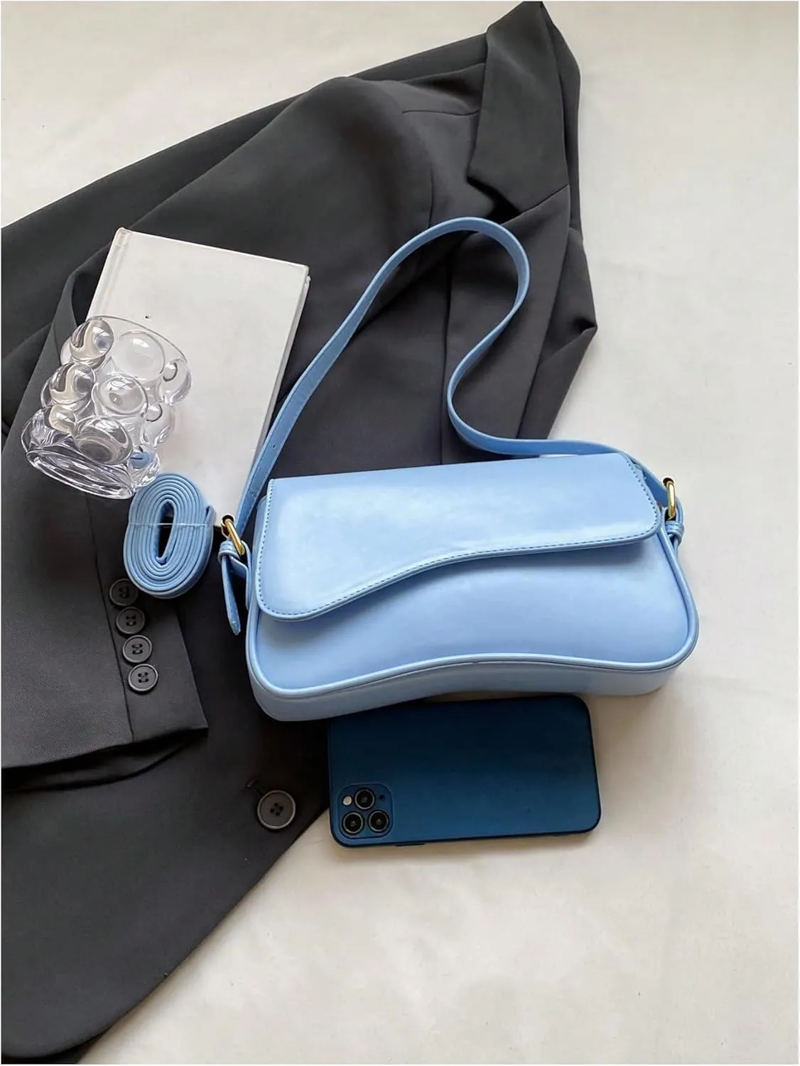 Verdusa Women's Leather Shoulder Bag Clutch Purses Trendy Hobo Crossbody Handbags Y2K Saddle Flap Underarm Purse
