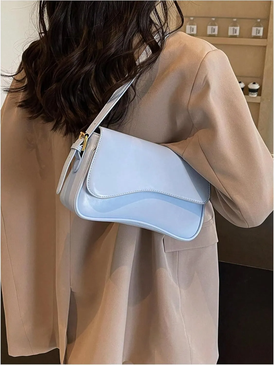 Verdusa Women's Leather Shoulder Bag Clutch Purses Trendy Hobo Crossbody Handbags Y2K Saddle Flap Underarm Purse