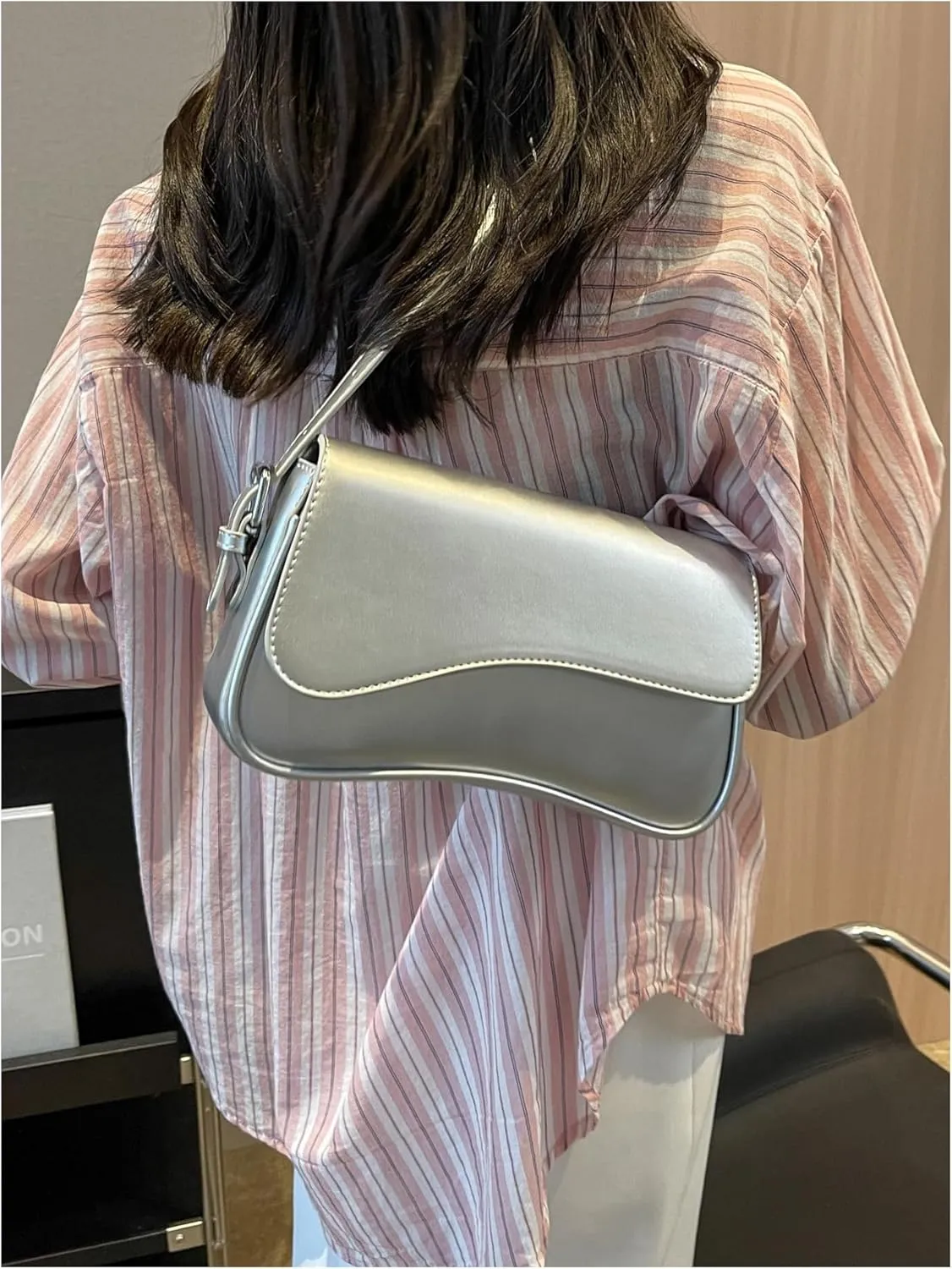 Verdusa Women's Leather Shoulder Bag Clutch Purses Trendy Hobo Crossbody Handbags Y2K Saddle Flap Underarm Purse