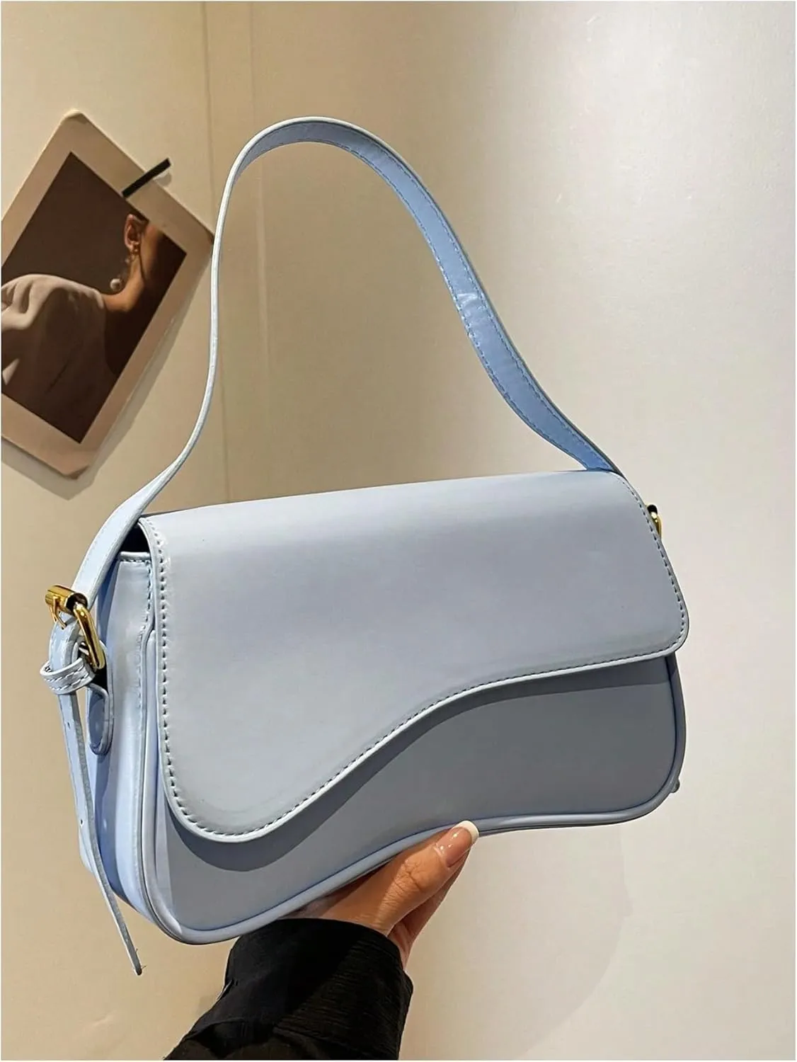 Verdusa Women's Leather Shoulder Bag Clutch Purses Trendy Hobo Crossbody Handbags Y2K Saddle Flap Underarm Purse