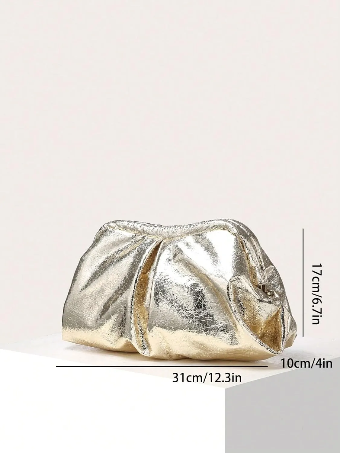 Verdusa Women's PU Leather Clutch Handbags Ruched Bag Purse