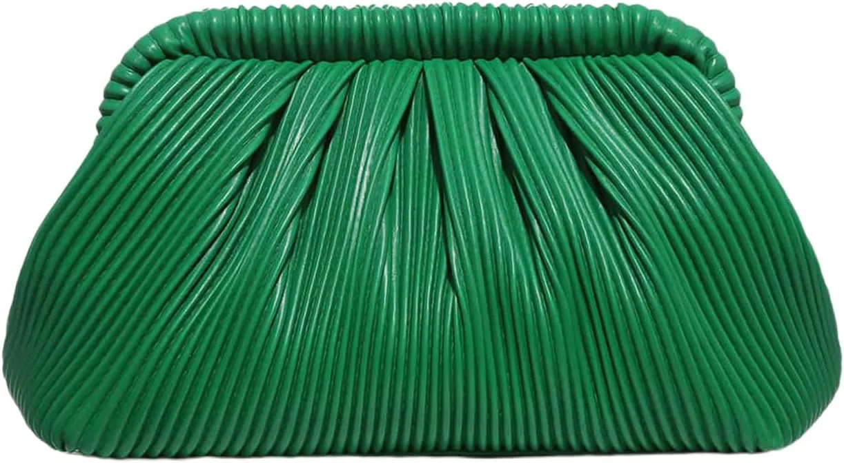 Verdusa Women's Ruched Clutch Purses Makeup Bag Pleated PU Leather Evening Handbags